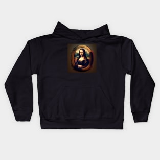 Illustration of serious Mona Lisa looking at the camera Kids Hoodie